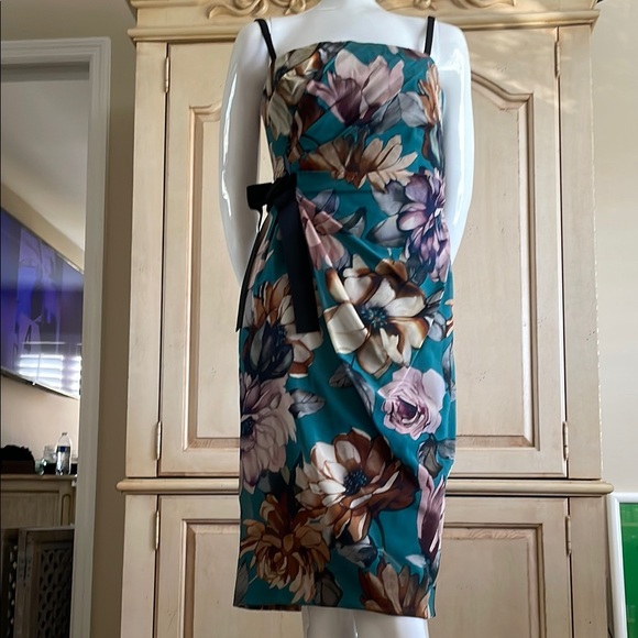 D&G by Dolce and Gabbana silk chiffon Blue Ruched Sheath Midi Dress for Cocktail - Picture 6 of 17